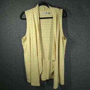 LOGO Lori Goldstein Frosted Lemon Stripe Sweater Knit Vest Womens Large